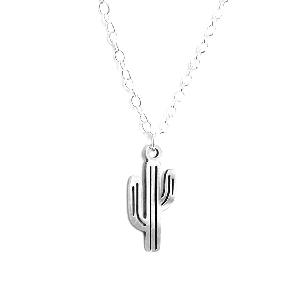 Silver Cactus Necklace on Sterling Silver Chain